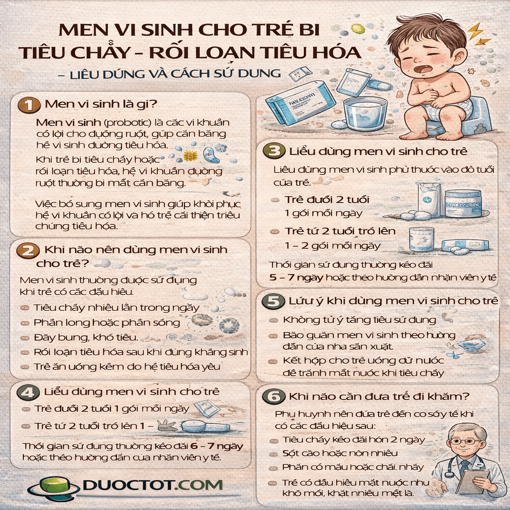 MEN VI SINH CHO TRẺ BỊ TIÊU CHẢY